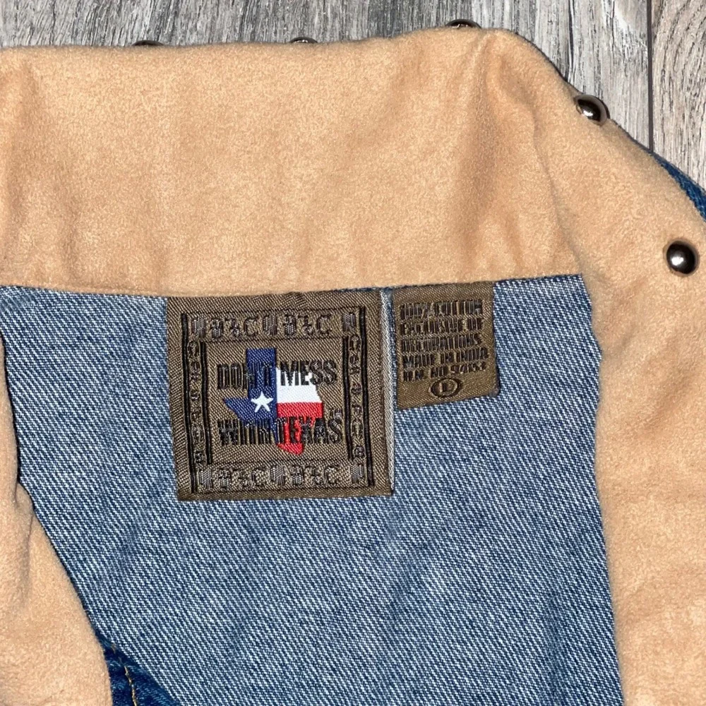 Republic Dont Mess With Texas Vintage Denim Vest Cowgirl Studded Western Large - Picture 4 of 8